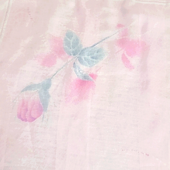 Square Scarf Pink Tea Rose Floral print 30 x 30 white purple green Lightweight - Picture 3 of 5